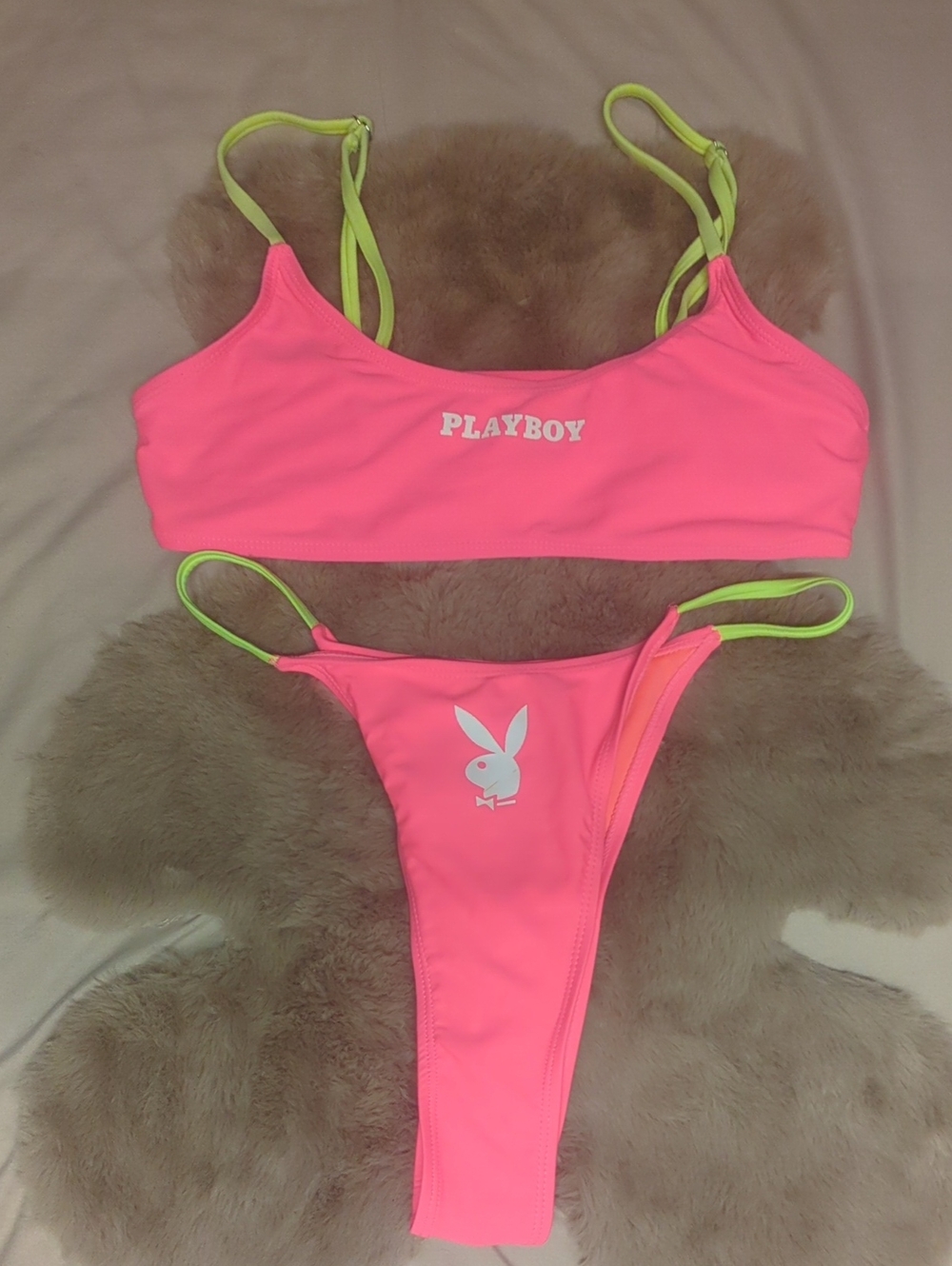 Playboy Hot Pink Bikini with Yellow Accent